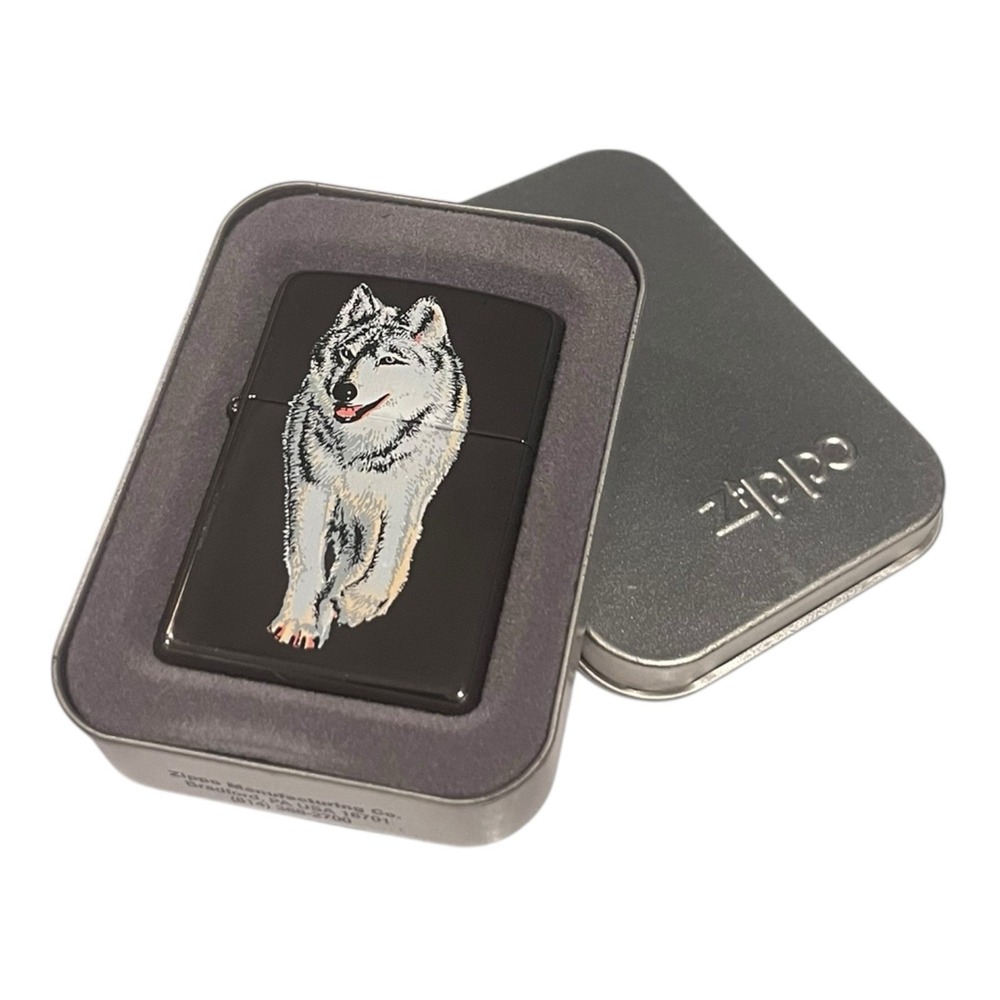 Genuine ZIPPO Wolf 769 Black Ice with Metal Case